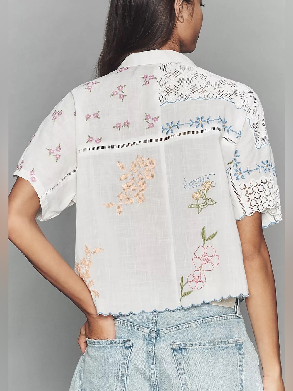 NWOT By Anthropologie 100% Cotton Embroidered Buttondown Shirt Size XL - Picture 2 of 14